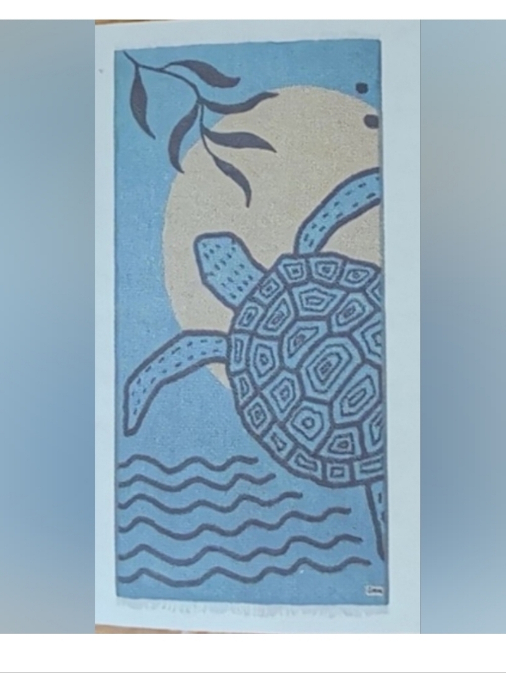 Sand Cloud  Cotton Beach Towel With Sea Turtle And Moon 37" X 67"